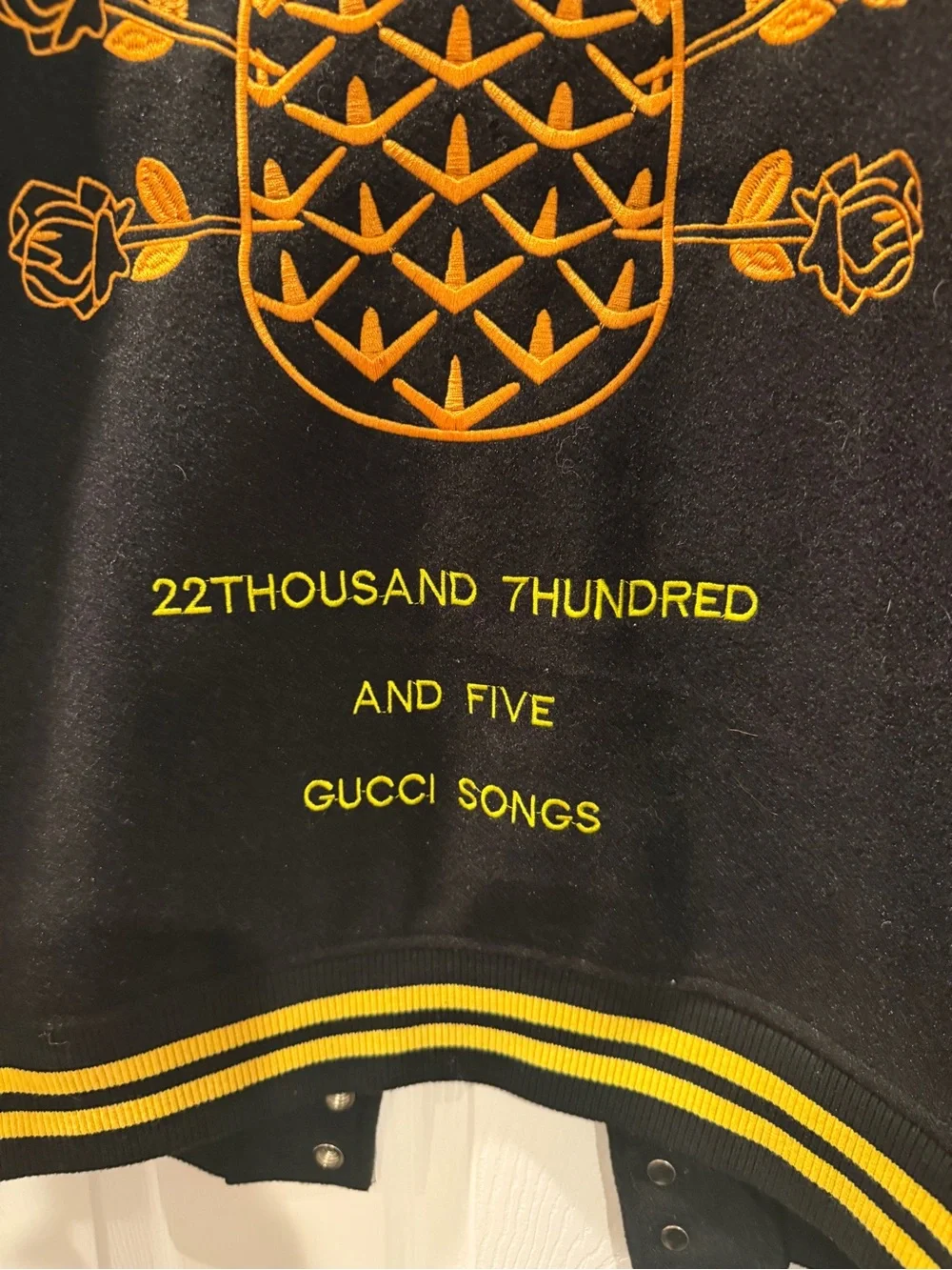 Gucci Black and Bright Yellow Letterman Jacket